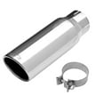 thumbnail image 2 of Dynomax Exhaust Tail Pipe Tip 36474 3 Inch Inlet; 4 Inch Outlet; Polished Stainless Steel; Round; Angled Cut; Single Wall; 12 Inch Length, 2 of 4