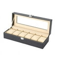 thumbnail image 2 of 6 Slot PU Leather Watch Box Display Case Jewelry Organizer with Glass Top, 2 of 6