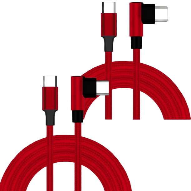 Cable de transferencia Tipo C 3m Speed Red 3LI 2Pzas 3m USB-C Recto a 90° Rojo Rápida 60W 3A.