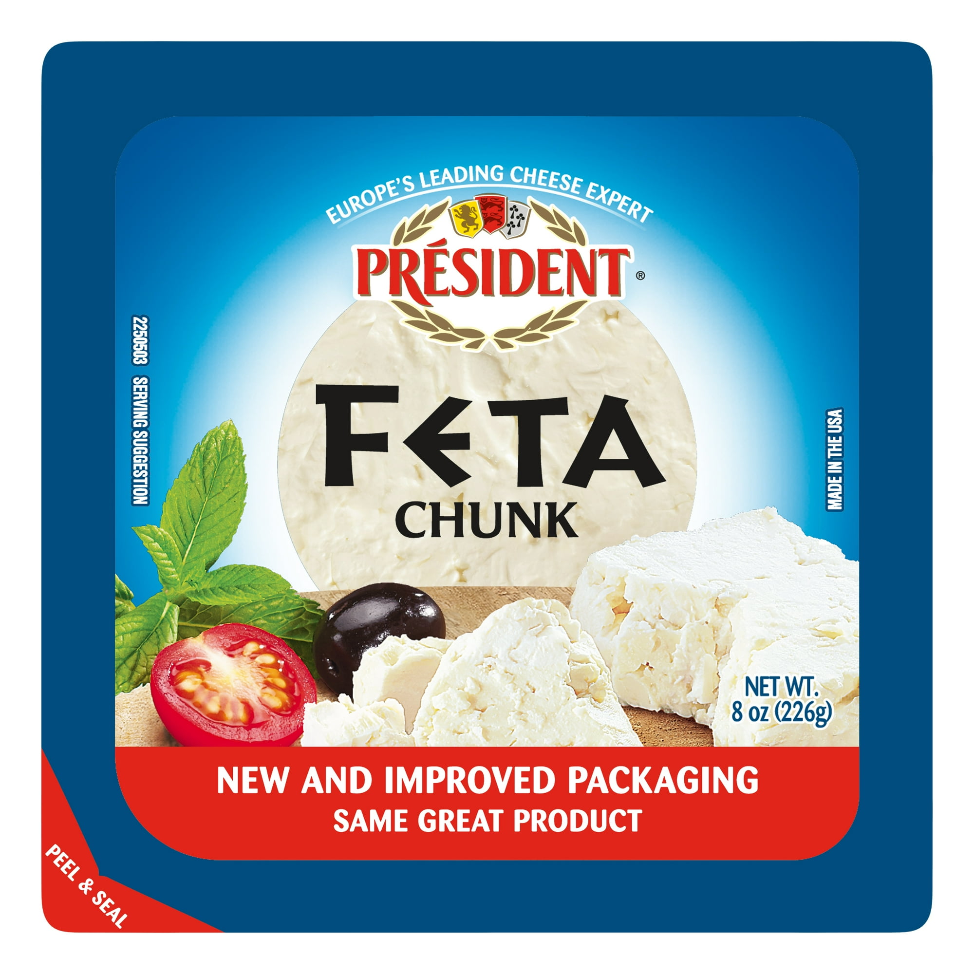 President Block All-Natural Feta Cheese, 8 Oz