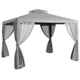 thumbnail image 2 of Outsunny 9.6' x 11.6' Patio Gazebo, Steel Frame, Polyester Roof, Outdoor Canopy Shelter, Gray, 2 of 9