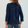 thumbnail image 4 of Fshiont Women's 3/4 Sleeve Bolero Shrugs Crochet Lace Open Cardigan Embroidered Draped Sheer Crop Shrug Floral Shawl Tops Navy XL, 4 of 5