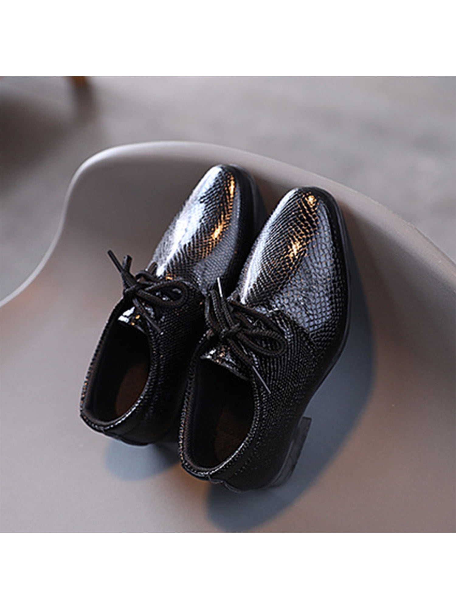 Gomelly Boys Dress Shoes Kids Pointed Toe Lace-Up School Uniform