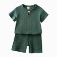 thumbnail image 2 of kpoplk Baby Boy Summer Clothes Funny Letter T Shirt Baby Girl Elastic Waist Pockets Shorts Set 2 Piece Outfit 3-4 Years,Green, 2 of 5