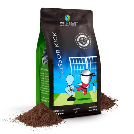 Coffee - Scissor Kick Blend Ground Coffee, Gluten-Free Keto Coffee, Papua New Guinea, Brazilian and Sumatra Coffee, Dark Roasted Coffee, 12 oz