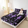 thumbnail image 4 of jejeloiu Cheeleader Theme Bed Sheets,Bling Diamond Print King Sheets,Purple Black Sheet Set For Children,Breathable Home Decor,4 Pieces, 4 of 7