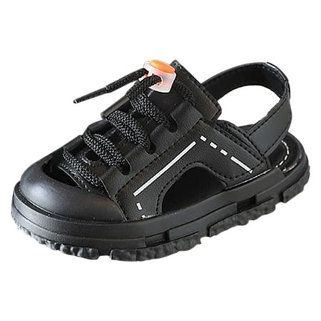 

NIUREDLTD Children s Baotou Half Sandals Summer Anti Kick Boys Beach Shoes Girls Soft Sole Walking Shoes Size 22