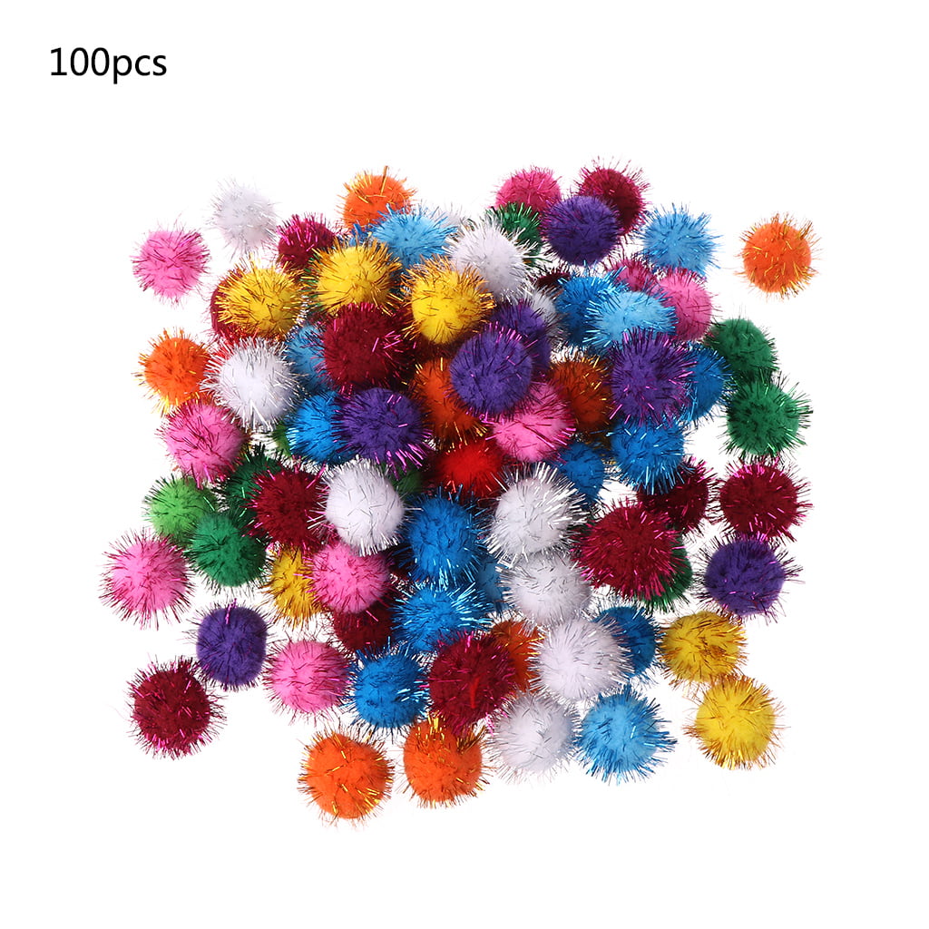 100pcs Assorted Colorful Fluffy Pom Poms Pompoms Balls DIY Decoration 30mm 