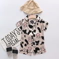 thumbnail image 3 of WOYY Toddler Girls Outfits Satin Button Down Short Sleeve Shirt Shorts Sleepwear Set with Cow Print, Sizes 2-3T, 3 of 3