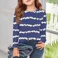 thumbnail image 6 of Abcomgle Kids Long Sleeve Shirt Girls Casual Striped Colorblock Crewneck Tshirts for Girls Fall Basic Girls Tops Loose Girls Tunic Tops 3-4 Years,Blue, 6 of 6