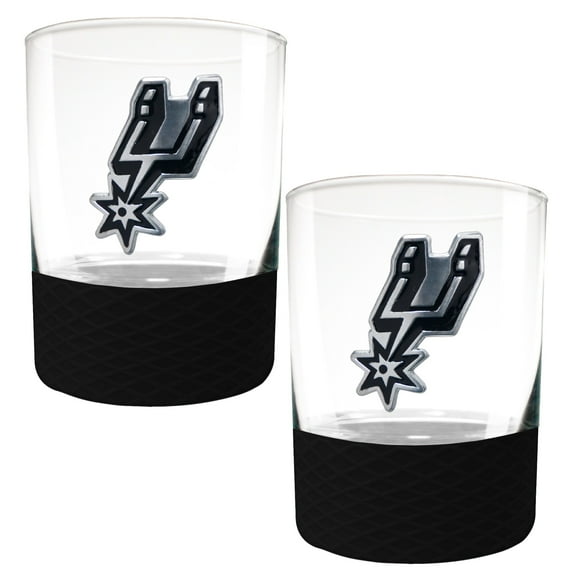 San Antonio Spurs 2-Pack 14oz. Rocks Glass Set with Silcone Grip