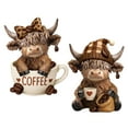 thumbnail image 5 of 1/2Pcs Coffee Cup Highland Cow Figurine Coffee Bean Highland Cattle Resin Statue Sculpture Decoration Ornament Calf Lovers Gifts, 5 of 7