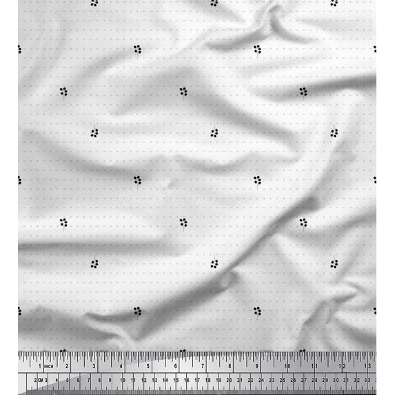 Soimoi Black Georgette Viscose Fabric Berries & Dots Decor Fabric Printed Yard 42 Inch Wide