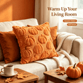 thumbnail image 2 of Pumpkin Throw Pillow Cover, Autumn Accent Cushion, Fall Halloween Thanksgiving Sofa Decor, 18x18in, 2 of 4