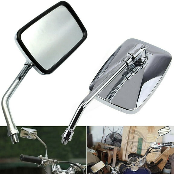 10 mm Bolt Chrome Motorcycle Universal Handlebar Rear view Side Mirrors for Harley Kawasaki Suzuki Aprilia Street Bike Cruiser Scooter Mirror SIZE:125mm X 70mm