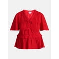 thumbnail image 6 of Scenario Women's and Women's Plus Textured Tie Front Top, Sizes XS-4X, 6 of 6