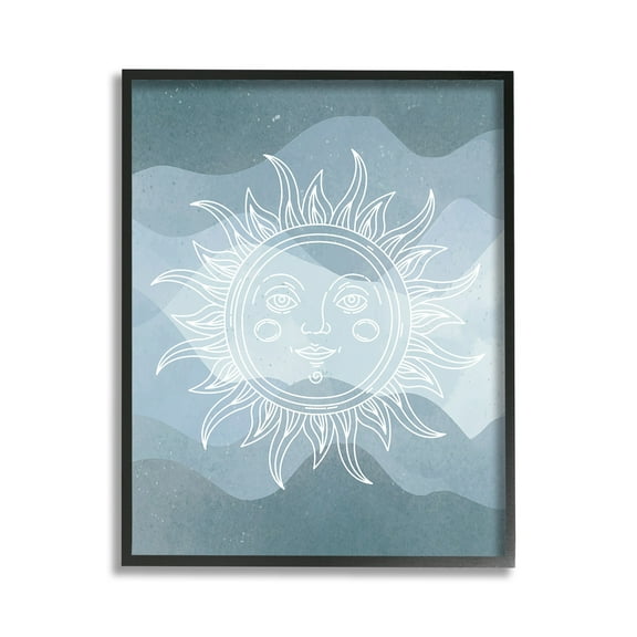 Stupell Industries Blue Astral Sun Landscape Painting Black Framed Art Print Wall Art, 11 x 14