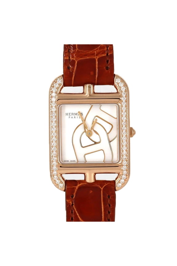 Pre-Owned Herms Cape Cod Chaine d'Ancrejoyer PG D CC1.371 PG/RG Quartz Watch