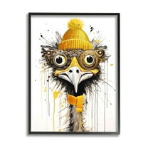 Stupell Industries Yellow Steampunk Emu Animals & Insects Painting Black Framed Art Print Wall Art, 11 x 14