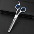 thumbnail image 2 of 6 Inch Hair Thinning Scissors, Professional Barber Hair Cutting Shears with Blue Screw & Blue Finger Rings for Salon & Home Use.,silver, 2 of 3