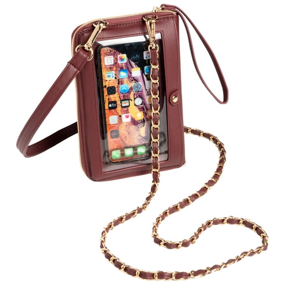 G.I.L.I. Faux Leather Wallet Crossbody with Two Straps (Burgundy)