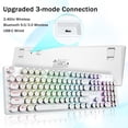 thumbnail image 4 of Wireless Typewriter Mechanical Gaming Keyboard, Bluetooth/2.4Ghz/Wired, RGB LED Backlit, Blue Switch - Clicky, Rechargeable, Solid Metal Panel, Round Keycaps, 4 of 9