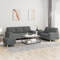 thumbnail image 1 of vidaXL 3 Piece Sofa Set with Pillows Dark Grey Fabric, 1 of 5