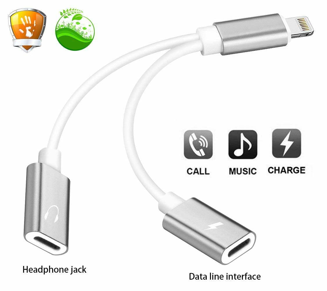 2 in 1 Headphone Jack Aux Audio & Charger Adapter Cable Connector