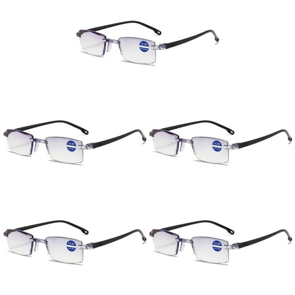5 Pairs Rimless Blue Light Blocking Reading Glasses Diamond Cut Edge Readers for Men 1.00