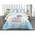 thumbnail image 3 of Ambesonne Animal Cartoon Quilted Bedspread Set 3 Pcs, Balloons Stars, King Size, Multicolor, 3 of 5
