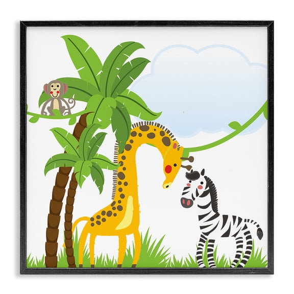 Stupell Industries Cottage Jungle Animals & Palm Trees Black Framed Giclee Art, 12 x 12, by Kim Allen