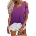 thumbnail image 6 of Tshirts Women Trendy Women's Summer Fashion Casual Gradient Printed Strapless V-Neck Short Sleeve T-Shirt Top, 6 of 6