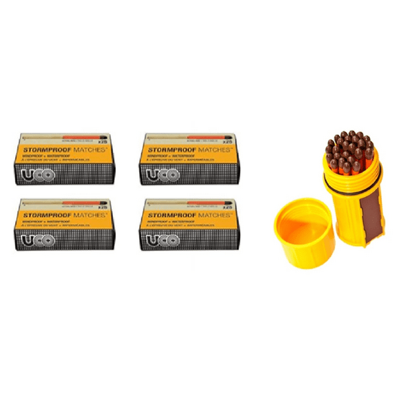 UCO Stormproof Match Kit (Yellow) Plus 4 Refill Packs of 25