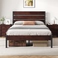 thumbnail image 2 of Lifezone Full Bed Frame with Rustic Vintage Wood Headboard and Footboard,Metal Support,Vintage Brown, 2 of 7