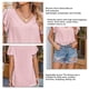thumbnail image 5 of Blusa de verano transpirable con manga corta y cuello en V para mujer, para citas diarias, compras, rosa, S, 5 of 6