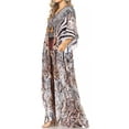 thumbnail image 3 of Sakkas Yeni Women's Short Sleeve V-neck Summer Floral Long Caftan Dress Cover-up - 472 - One Size, 3 of 5
