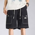 thumbnail image 3 of Akafmk Mens Waist Cargo Shorts Solid Color Adjustable Waistband Work Pants M, 3 of 4