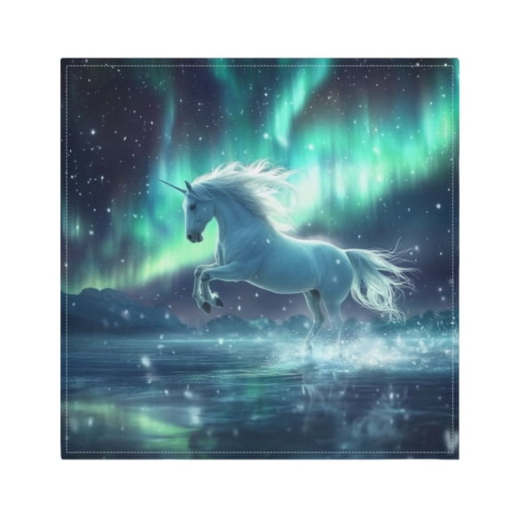 WOBOGO Aurora White Horse Pattern Cloth Napkins 1 Piece Soft Elegant Touch Durable Absorbent Quick Drying for Elegant Dining