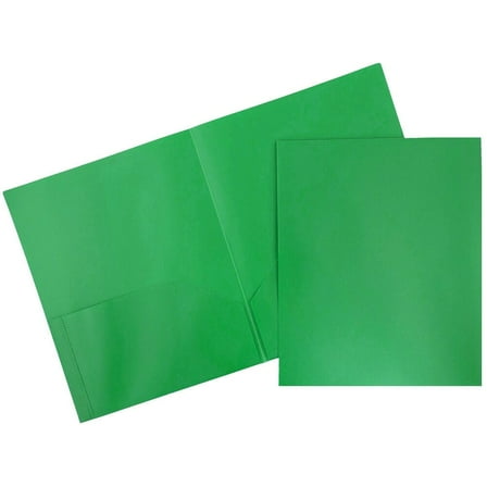 JAM Paper Plastic 2 Pocket School POP Folders, Green, 3/Pack