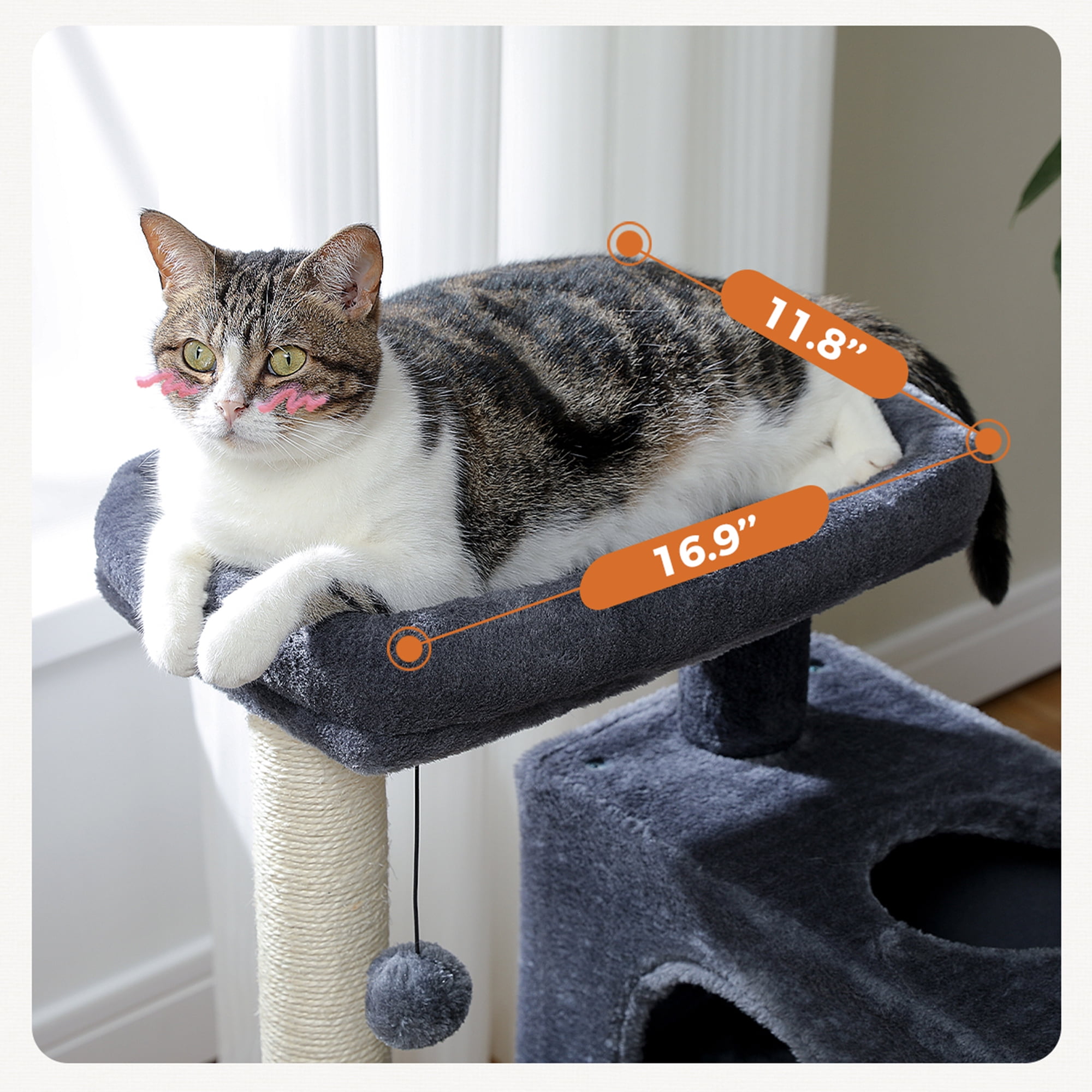 Pefilos 31" Multi-Level Cat Tree Tower, Cute Sisal Play House Climber Activity Centre Furniture with Scratching Posts Hammock Dangling Ball, Dark Gray Pefilos 31" Multi-Level Cat Tree Tower, Cute Sisal Play House Climber Activity Centre Furniture with Scratching Posts Hammock Dangling Ball, Dark Gray