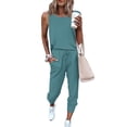 thumbnail image 1 of Conjunto Deportivo PRETTYGARDEN para Mujer, Sin Mangas, Cuello Redondo, Talla XL, Gris con Verde, 1 of 5