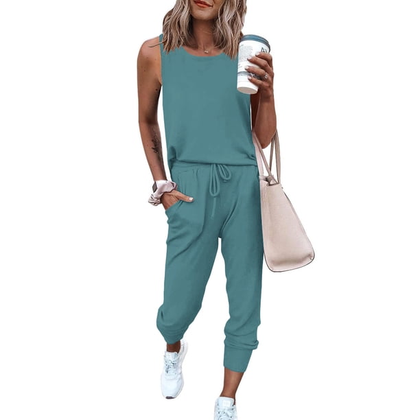 Conjunto Deportivo PRETTYGARDEN de Dos Piezas sin Mangas para Mujer Talla L
