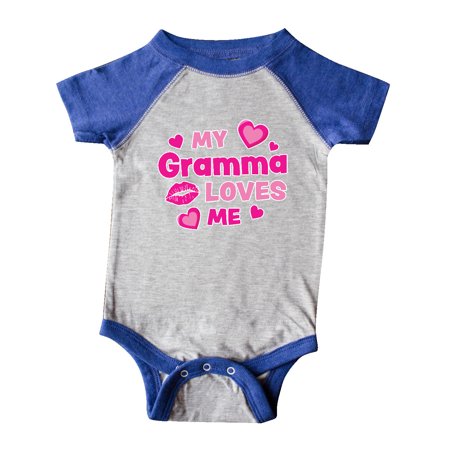 

Inktastic Valentine s Day My Gramma Loves Me Hearts and Lips Gift Baby Boy or Baby Girl Bodysuit