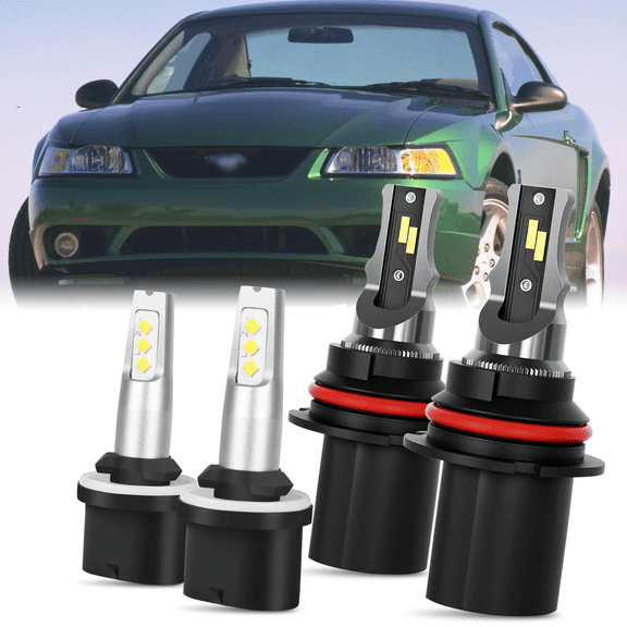 For 1999-2004 Ford Mustang 2003 2002 2001 2000 Headlight Bulbs High Low Beam Fog Lamp LED Light 4pcs