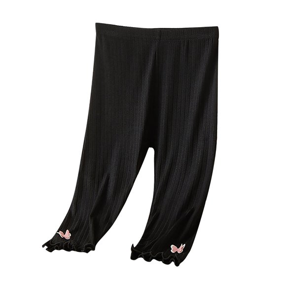 CPNG Girls Spring Summer Thin Knitted Leggings Pants Solid Color High Waist Slim Fit Leggings Stretchy Capri Legging Tight Pants