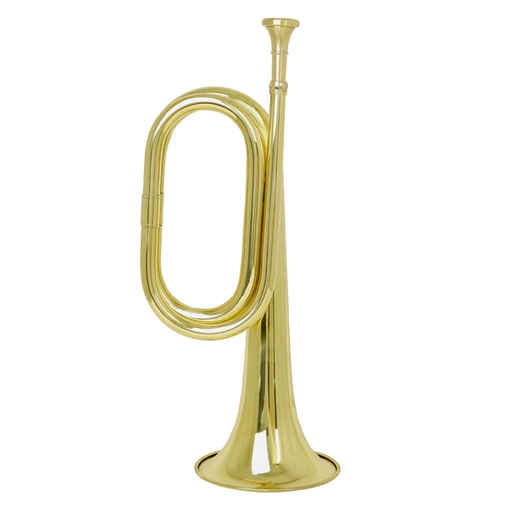 GOOHOCHY Copper Bugle Trumpet 1 Set for Music , Golden Finish with Bulge Shape, Instrument