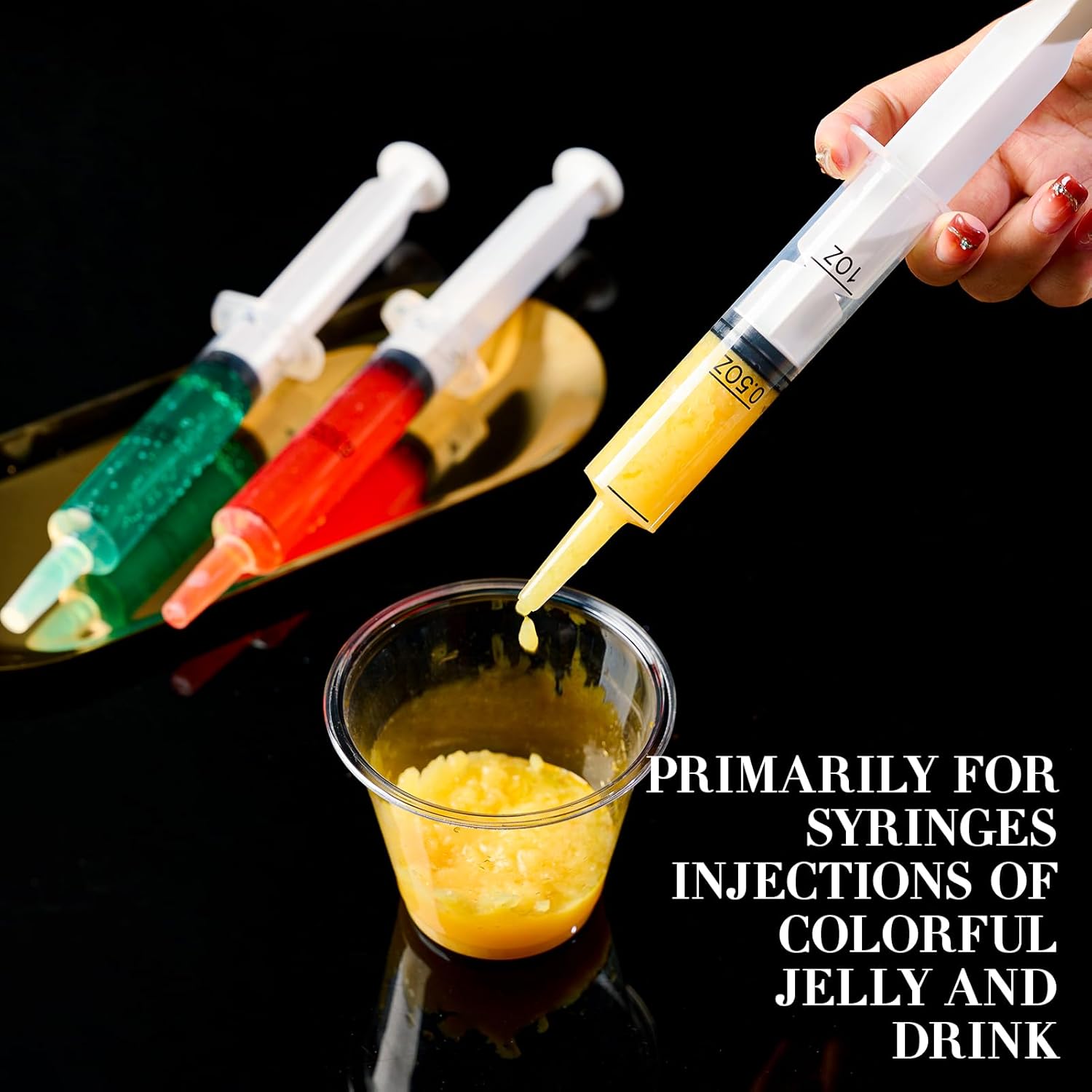 50 Pack Jelly Shot Syringes, 1.5 OZ Capacity Plastic Glasses, Durable Syringes with Lid, Perfect for Halloween, Thanksgiving, Christmas