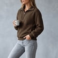 thumbnail image 3 of Wome's Half Zip Sweatshirt - Casual Fleece Patchwork Long Sleeve Pullover Tops - Fall Comfy Versatile Sweatshirt, 3 of 8