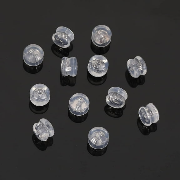 18k Gold Plated Silicone Earring Backs, Double Secure Screw-On Earring Backs for Studs, Clear Earring Backs for Droopy Ears & Heavy Earrings