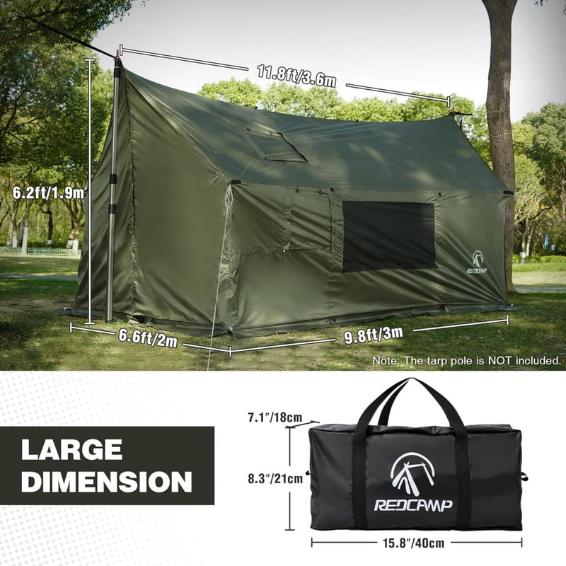REDCAMP Large Hammock Hot Tent with Stove Jack, 4-6 Person Waterproof & Windproof Ultralight 4 Season Wall Tent with Snow Skirt